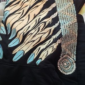 Mara Hoffman Painted Feather Hood Shawl Coat Wrap